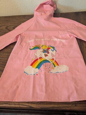 Vintage 1983 Hallmark Rainbow Brite Pink Raincoat Starlite Hooded Kids